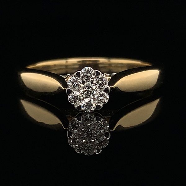 Yellow Gold Diamond Cluster Engagement Ring Geralds Jewelry Oak Harbor, WA