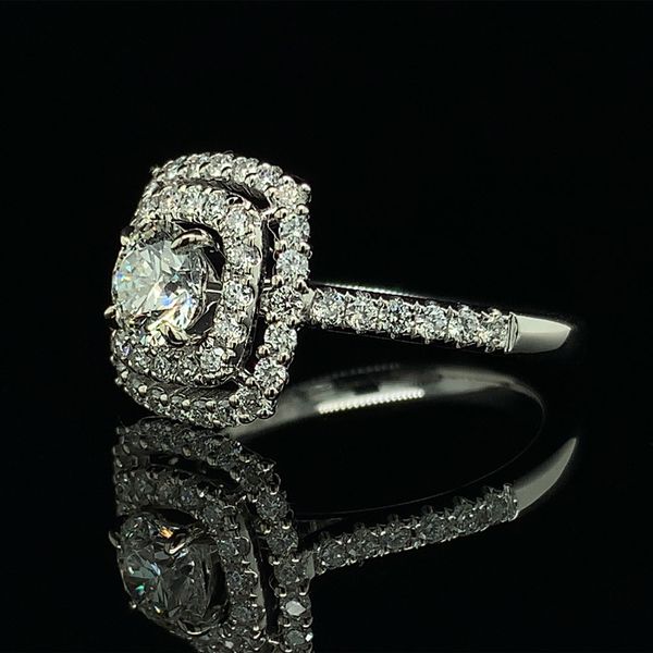 Hearts And Arrows Diamond Double Halo Engagement Ring, 1.32cttw Image 2 Geralds Jewelry Oak Harbor, WA