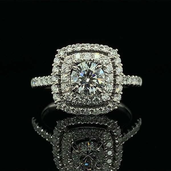 Hearts And Arrows Diamond Double Halo Engagement Ring, 1.32cttw Geralds Jewelry Oak Harbor, WA