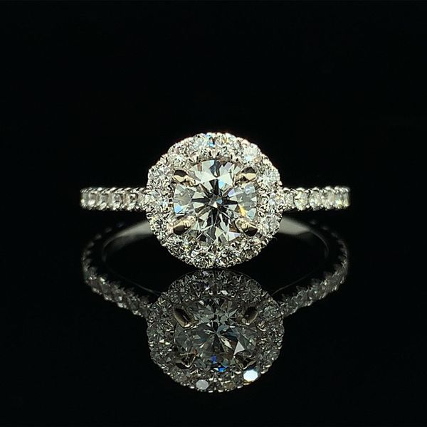 Hearts And Arrows Diamond Halo Engagement Ring, 1.30cttw Geralds Jewelry Oak Harbor, WA