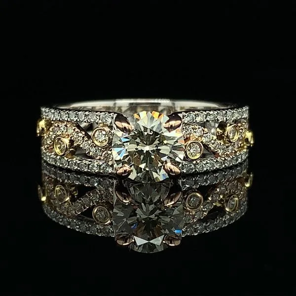 Tritone Gold And Round Brilliant Cut Diamond Engagement Ring Geralds Jewelry Oak Harbor, WA