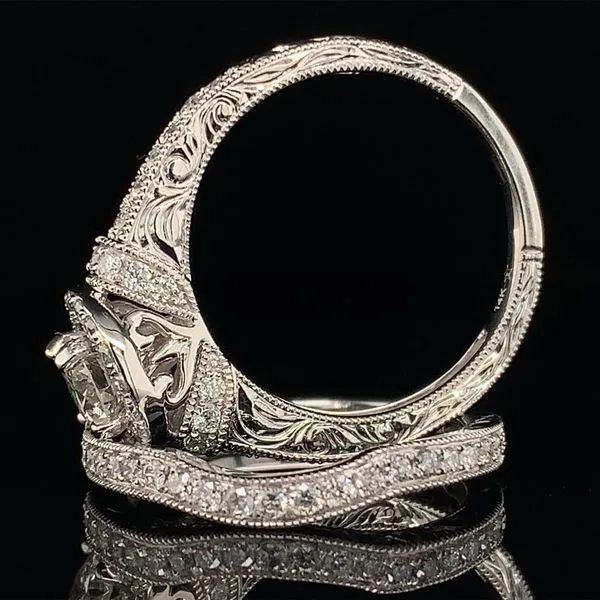 14K White Gold And Diamond Carved Ladies Wedding Set Image 3 Geralds Jewelry Oak Harbor, WA