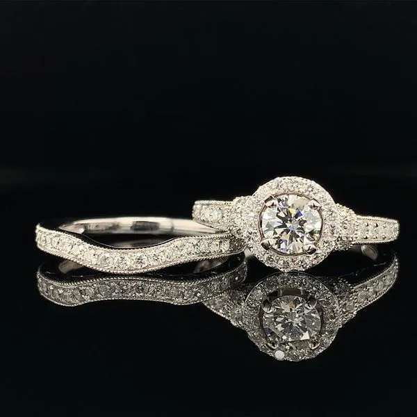 14K White Gold And Diamond Carved Ladies Wedding Set Image 4 Geralds Jewelry Oak Harbor, WA