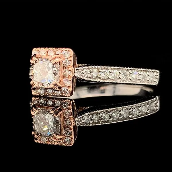 White And Rose Gold Princess Cut Diamond Halo Engagement Ring Image 2 Geralds Jewelry Oak Harbor, WA