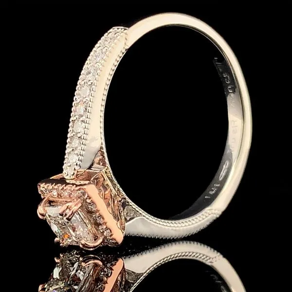 White And Rose Gold Princess Cut Diamond Halo Engagement Ring Image 3 Geralds Jewelry Oak Harbor, WA