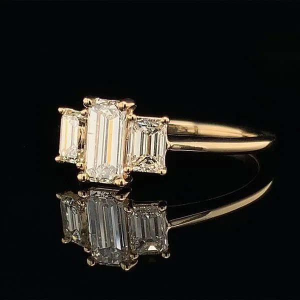 Three Stone Emerald Cut Diamond Engagement Ring Image 2 Geralds Jewelry Oak Harbor, WA