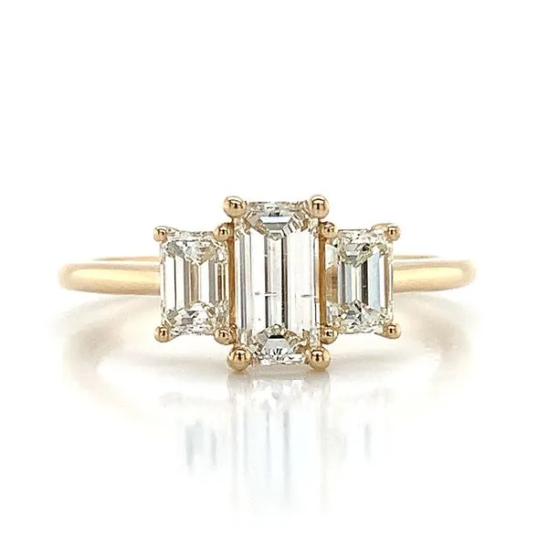 Three Stone Emerald Cut Diamond Engagement Ring Image 4 Geralds Jewelry Oak Harbor, WA