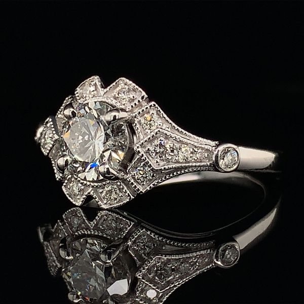 Hearts & Arrows Diamond Vintage Style Engagement Ring Image 2 Geralds Jewelry Oak Harbor, WA