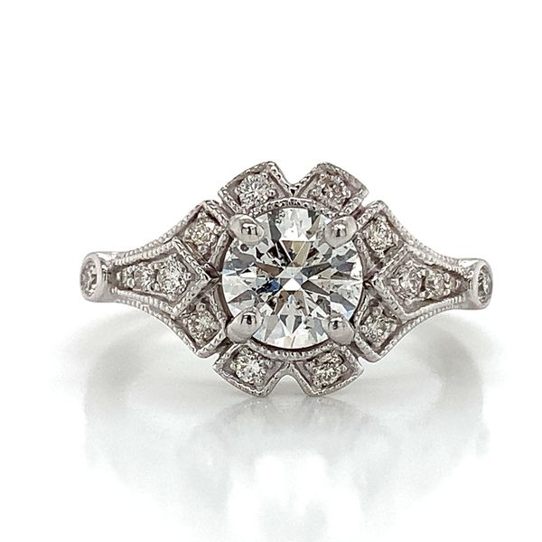 Hearts & Arrows Diamond Vintage Style Engagement Ring Image 4 Geralds Jewelry Oak Harbor, WA