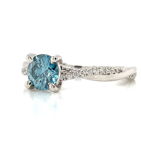 Light Blue Diamond Twisted Style Engagement Ring Image 5 Geralds Jewelry Oak Harbor, WA