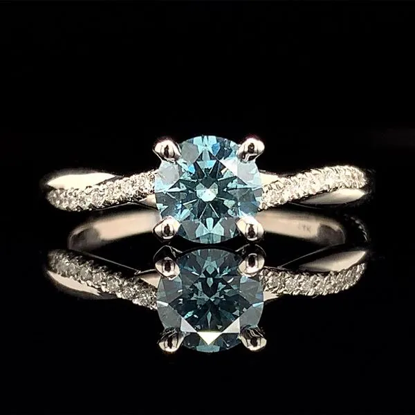 Light Blue Diamond Twisted Style Engagement Ring Geralds Jewelry Oak Harbor, WA