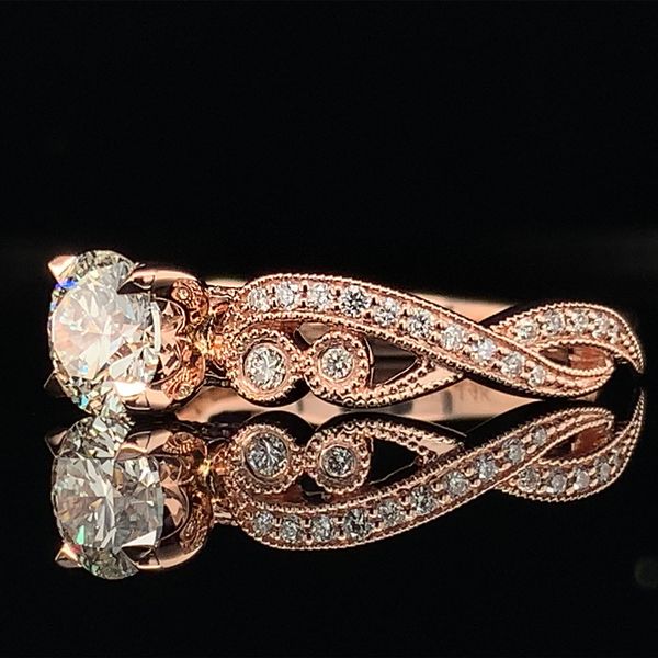 Rose Gold Diamond Engagement Ring with Milgrain Paisley Pattern Image 3 Geralds Jewelry Oak Harbor, WA