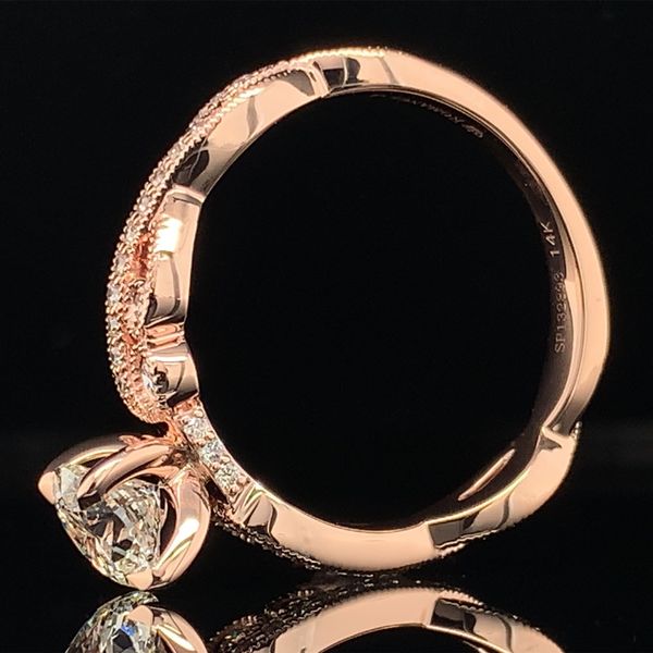Rose Gold Diamond Engagement Ring with Milgrain Paisley Pattern Image 4 Geralds Jewelry Oak Harbor, WA