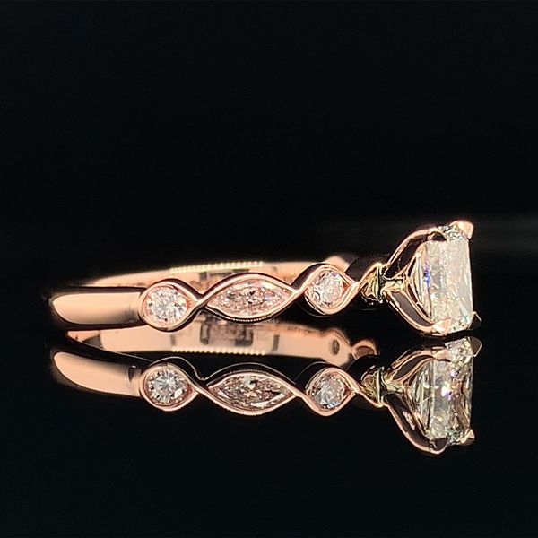 Rose Gold Radiant Cut Center Diamond Engagement Ring Image 3 Geralds Jewelry Oak Harbor, WA