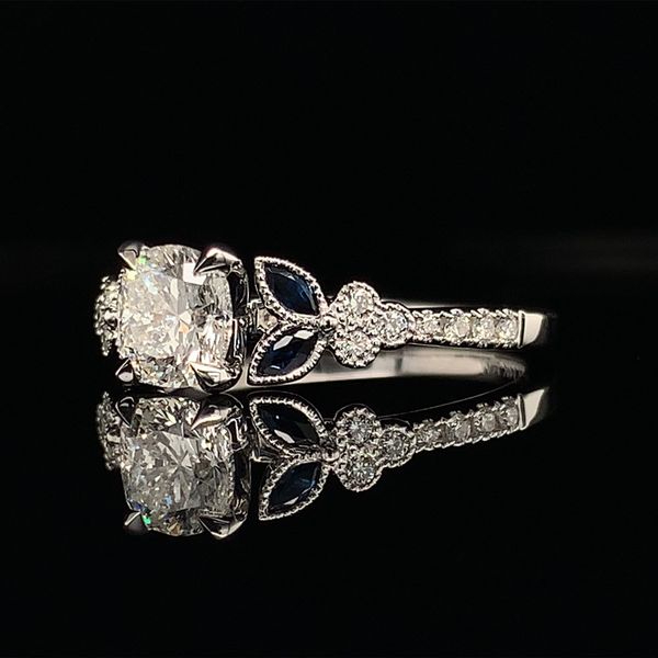 Floral Style Sapphire And Diamond Engagement Ring Image 2 Geralds Jewelry Oak Harbor, WA