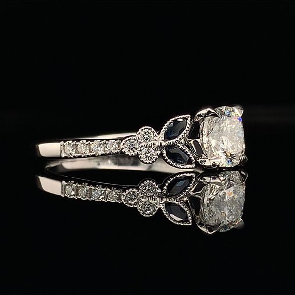 Floral Style Sapphire And Diamond Engagement Ring Image 3 Geralds Jewelry Oak Harbor, WA