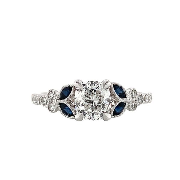 Floral Style Sapphire And Diamond Engagement Ring Image 5 Geralds Jewelry Oak Harbor, WA
