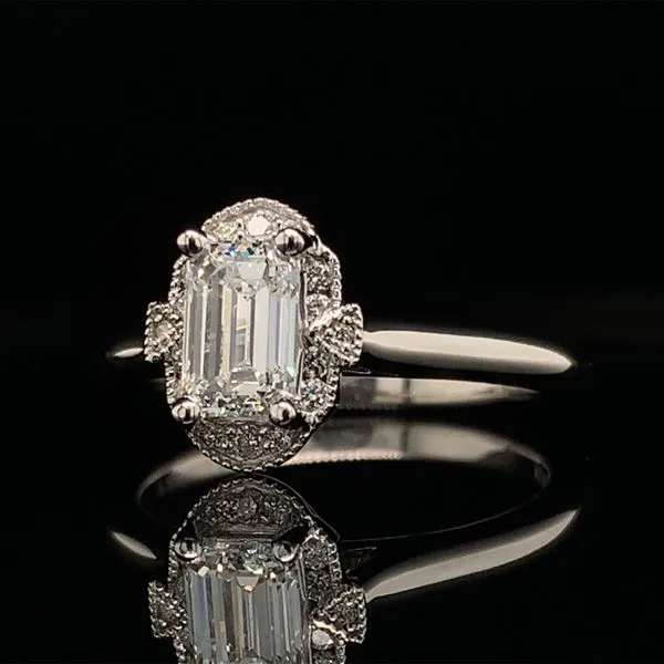 Vintage Style Emerald Cut Diamond Engagement Ring Image 2 Geralds Jewelry Oak Harbor, WA