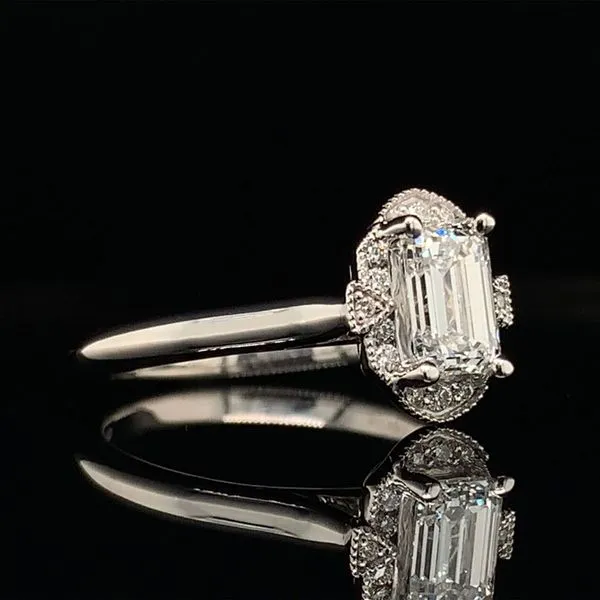 Vintage Style Emerald Cut Diamond Engagement Ring Image 3 Geralds Jewelry Oak Harbor, WA