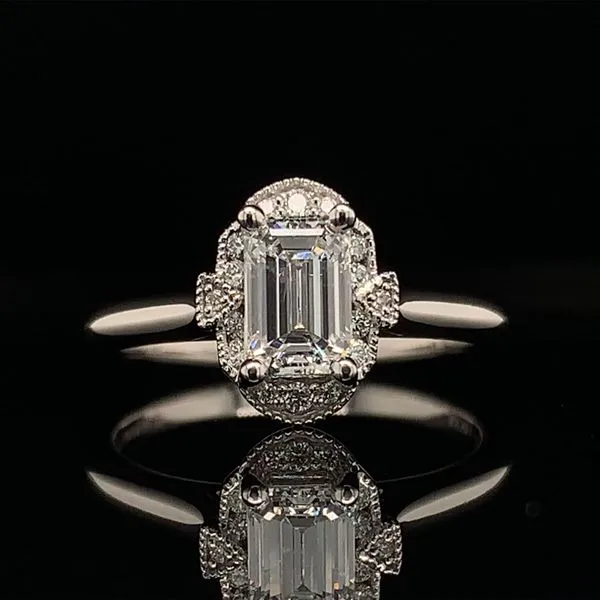 Vintage Style Emerald Cut Diamond Engagement Ring Geralds Jewelry Oak Harbor, WA