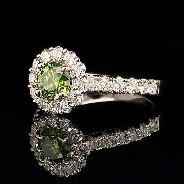 Green Apple Diamond Halo Style Engagement Ring Image 2 Geralds Jewelry Oak Harbor, WA