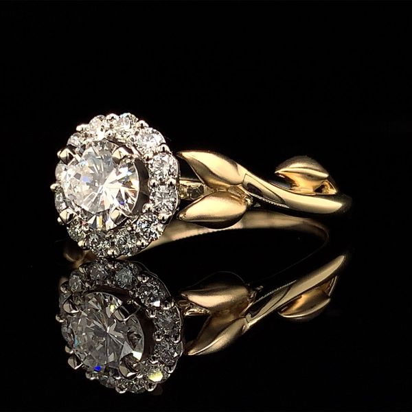Nature Inspired Diamond Halo Engagement Ring Image 3 Geralds Jewelry Oak Harbor, WA