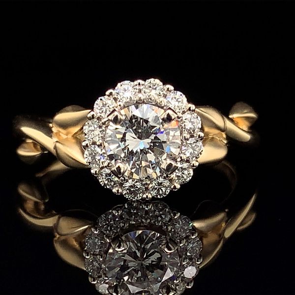 Nature Inspired Diamond Halo Engagement Ring Geralds Jewelry Oak Harbor, WA