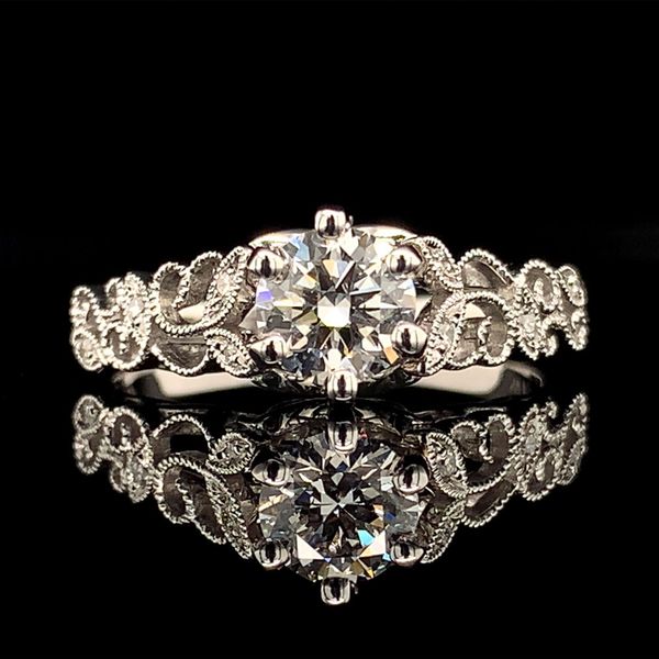Delicate Swirling Filigree Diamond Engagement Ring Geralds Jewelry Oak Harbor, WA
