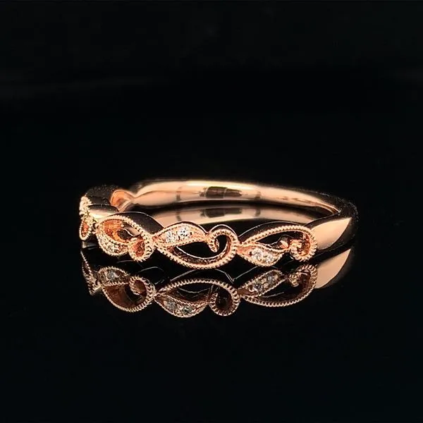 Rose Gold Filigree Stackable Diamond Band Image 2 Geralds Jewelry Oak Harbor, WA