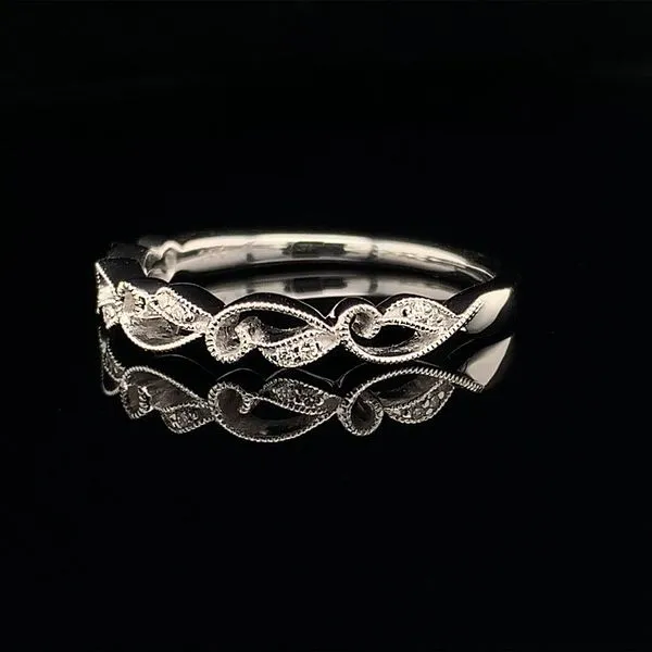White Gold Filigree Stackable Diamond Band Image 2 Geralds Jewelry Oak Harbor, WA