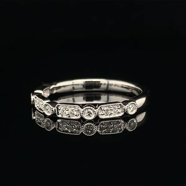 White Gold Art Deco Stackable Diamond Band Image 2 Geralds Jewelry Oak Harbor, WA