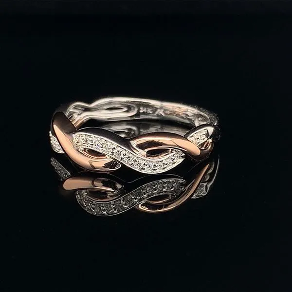 Two Tone White And Rose Gold Twisted Stackable Diamond Band Image 2 Geralds Jewelry Oak Harbor, WA