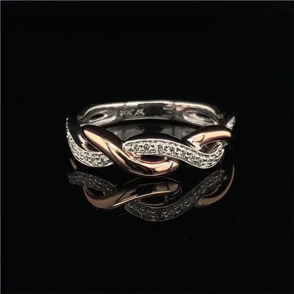 Two Tone White And Rose Gold Twisted Stackable Diamond Band Geralds Jewelry Oak Harbor, WA