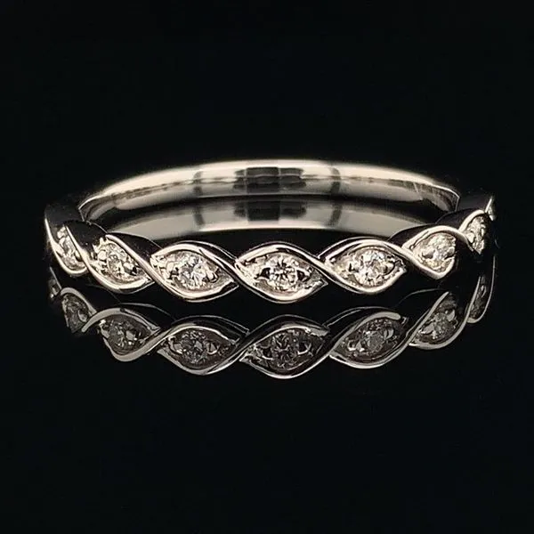White Gold Scalloped Style Stackable Diamond Band Geralds Jewelry Oak Harbor, WA