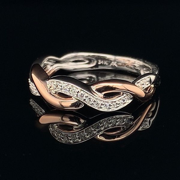 Two Tone White And Rose Gold Twisted Stackable Diamond Band Image 2 Geralds Jewelry Oak Harbor, WA