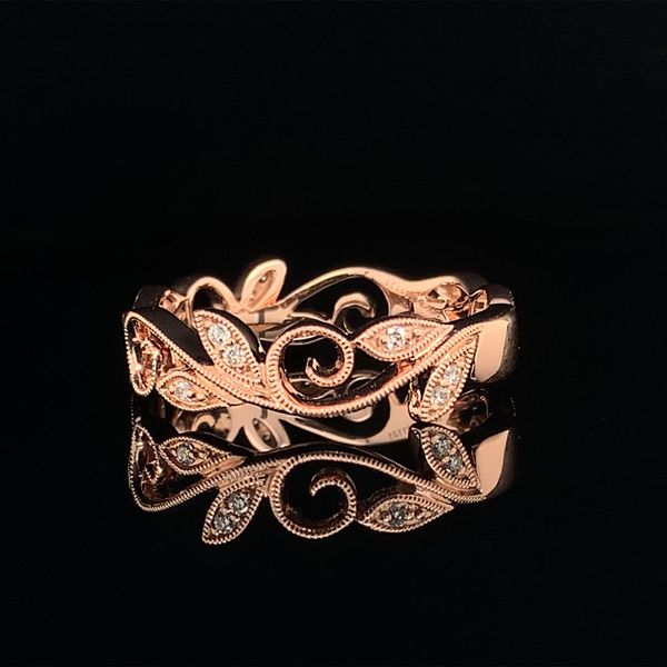 Gabriel & Co. Rose Gold Scrolling Floral Diamond Ring Image 2 Geralds Jewelry Oak Harbor, WA