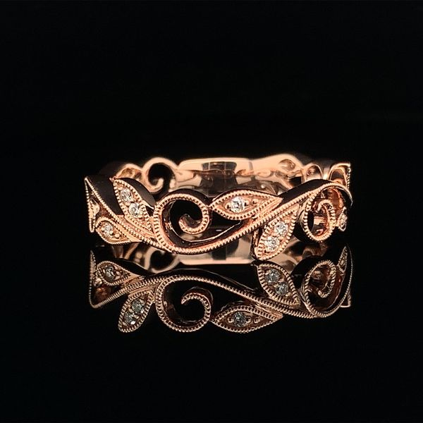 Gabriel & Co. Rose Gold Scrolling Floral Diamond Ring Geralds Jewelry Oak Harbor, WA