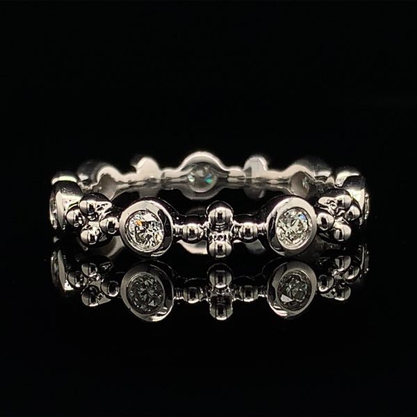 White Gold Bezel Set Diamond Stackable Eternity Band Image 2 Geralds Jewelry Oak Harbor, WA