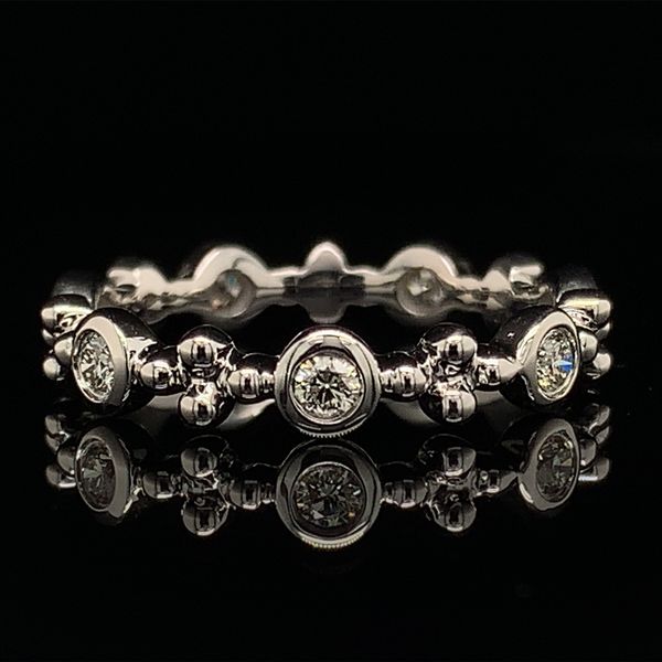 White Gold Bezel Set Diamond Stackable Eternity Band Geralds Jewelry Oak Harbor, WA