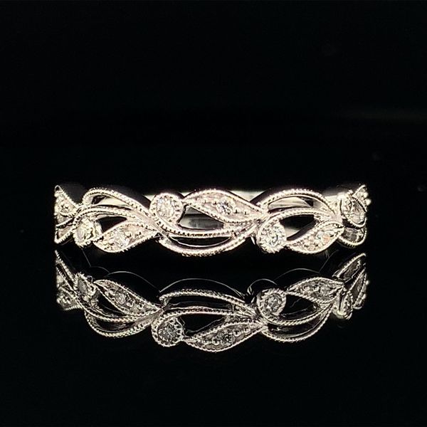 White Gold Filigree Stackable Diamond Band Geralds Jewelry Oak Harbor, WA