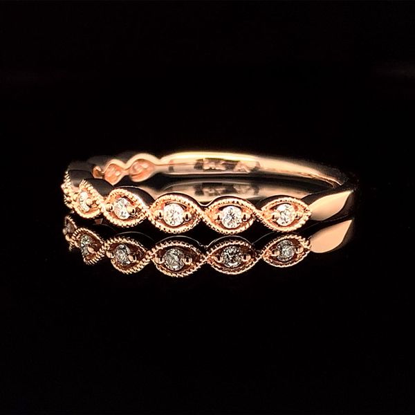 Rose Gold Milgrain Stackable Diamond Band Image 2 Geralds Jewelry Oak Harbor, WA