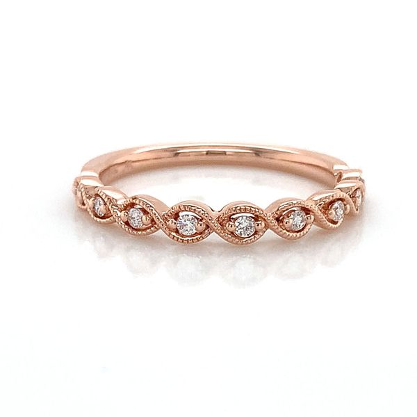 Rose Gold Milgrain Stackable Diamond Band Image 3 Geralds Jewelry Oak Harbor, WA