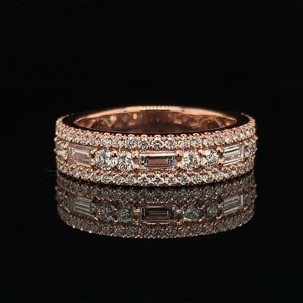 Gabriel & Co. Wide Rose Gold Round and Baguette Diamond Anniversary Band Geralds Jewelry Oak Harbor, WA