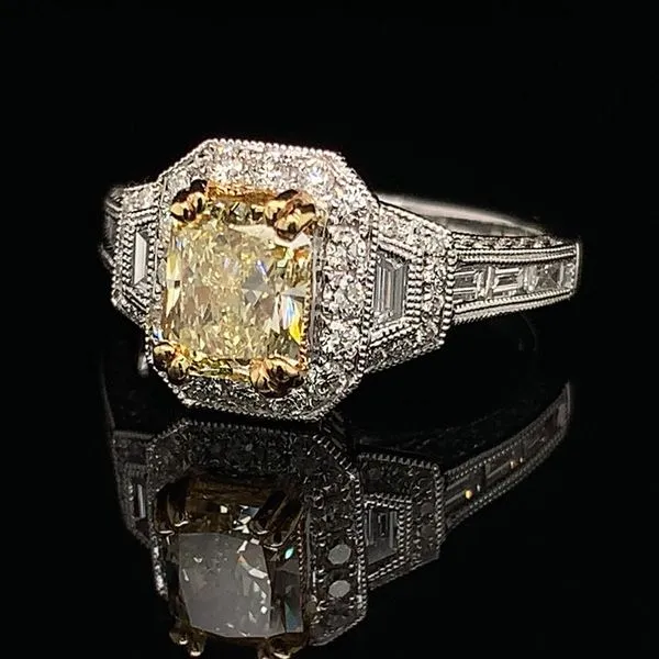 Vintage Style Fancy Yellow Diamond Ring Image 2 Geralds Jewelry Oak Harbor, WA