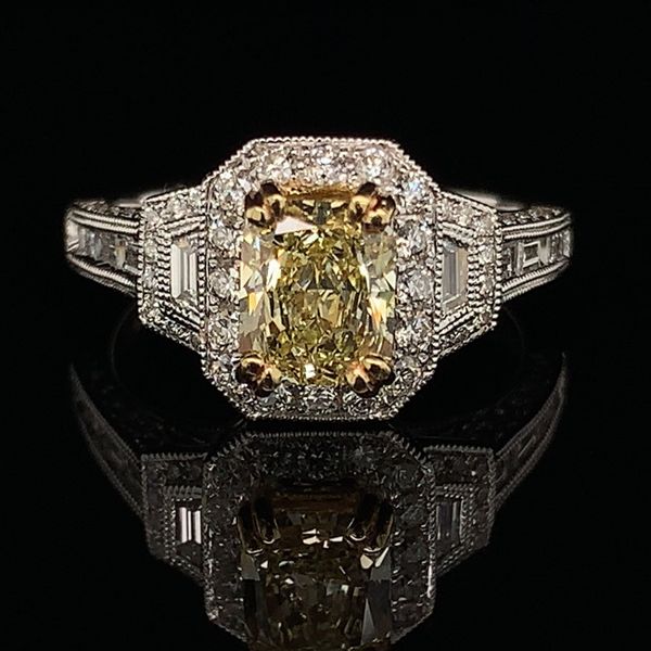 Vintage Style Fancy Yellow Diamond Ring Geralds Jewelry Oak Harbor, WA