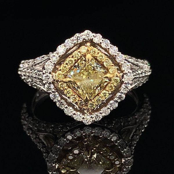 18K Two Tone Natural Fancy Yellow and White Diamond Ring Geralds Jewelry Oak Harbor, WA