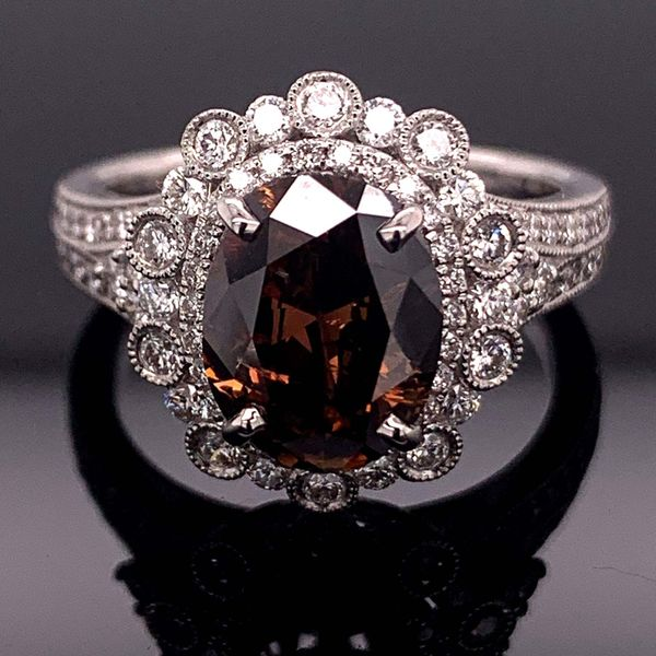 2.13Ct Oval Natural Fancy Cognac Colored Diamond Fashion Ring Geralds Jewelry Oak Harbor, WA