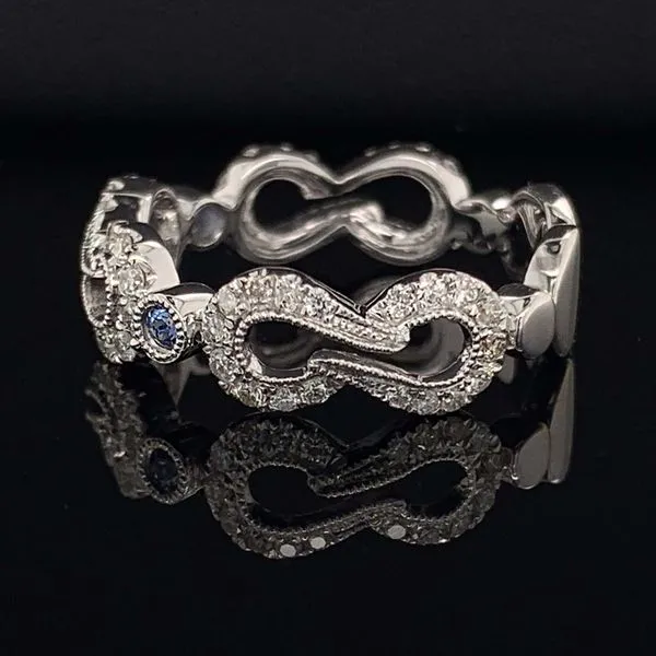 White Gold Diamond And Blue Sapphire Ladies Fashion Ring Image 2 Geralds Jewelry Oak Harbor, WA