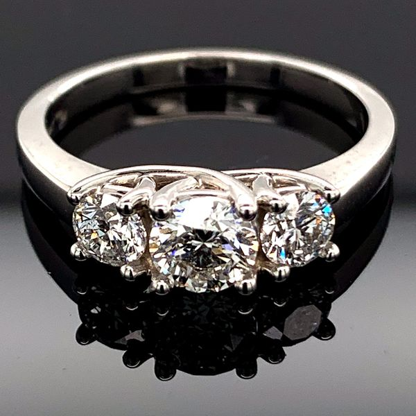 Hearts And Arrows Cut Diamond 3-Stone Ring, .97ct Total Weight Geralds Jewelry Oak Harbor, WA