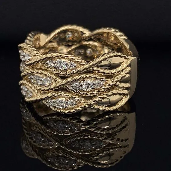 Gabriel & Co. 14K Yellow Gold Twisted Braided Diamond Wide Band Ring Image 2 Geralds Jewelry Oak Harbor, WA